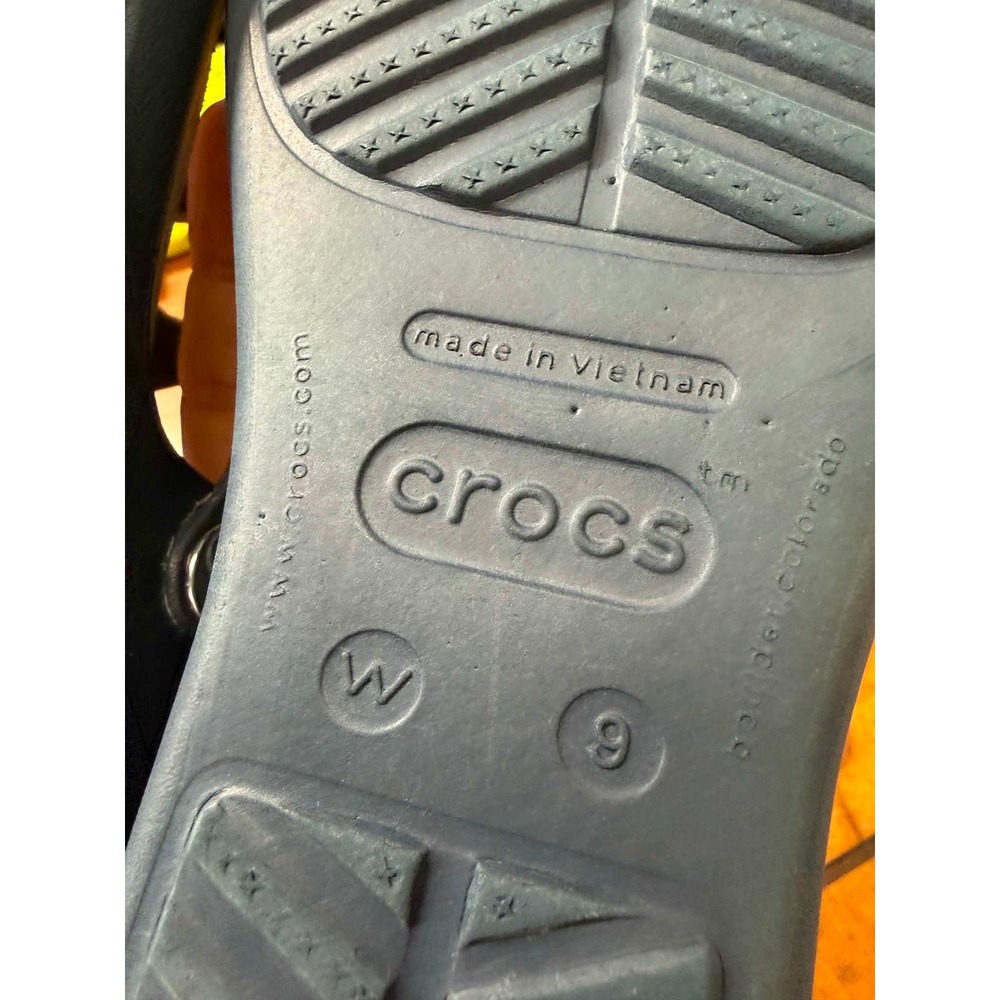 Crocs Sanrah Embellished Wedge Flip Flops Navy Blue Teal Mosaic Womens 9 - Picture 6 of 7